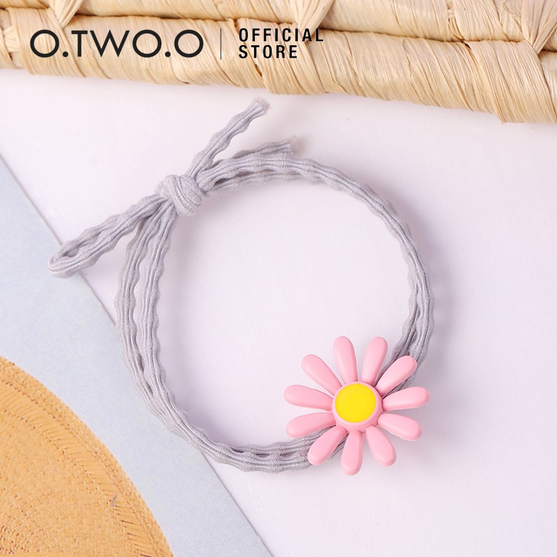 Dây cột tóc O.TWO.O đính hoa cúc co giãn nhiều màu dễ thương cho bé gái
