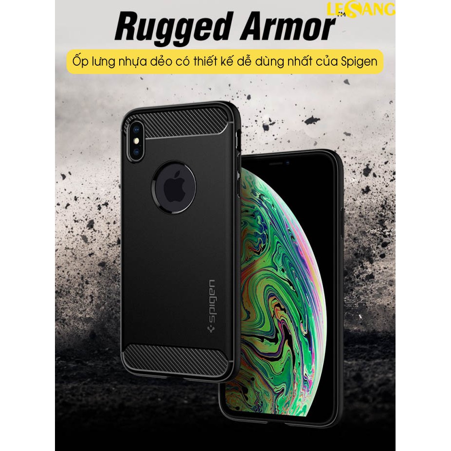 Ốp lưng iPhone Xs Max/ X / Xs / XR Rugged Armor (Màu Đen) - Hàng Chính Hãng