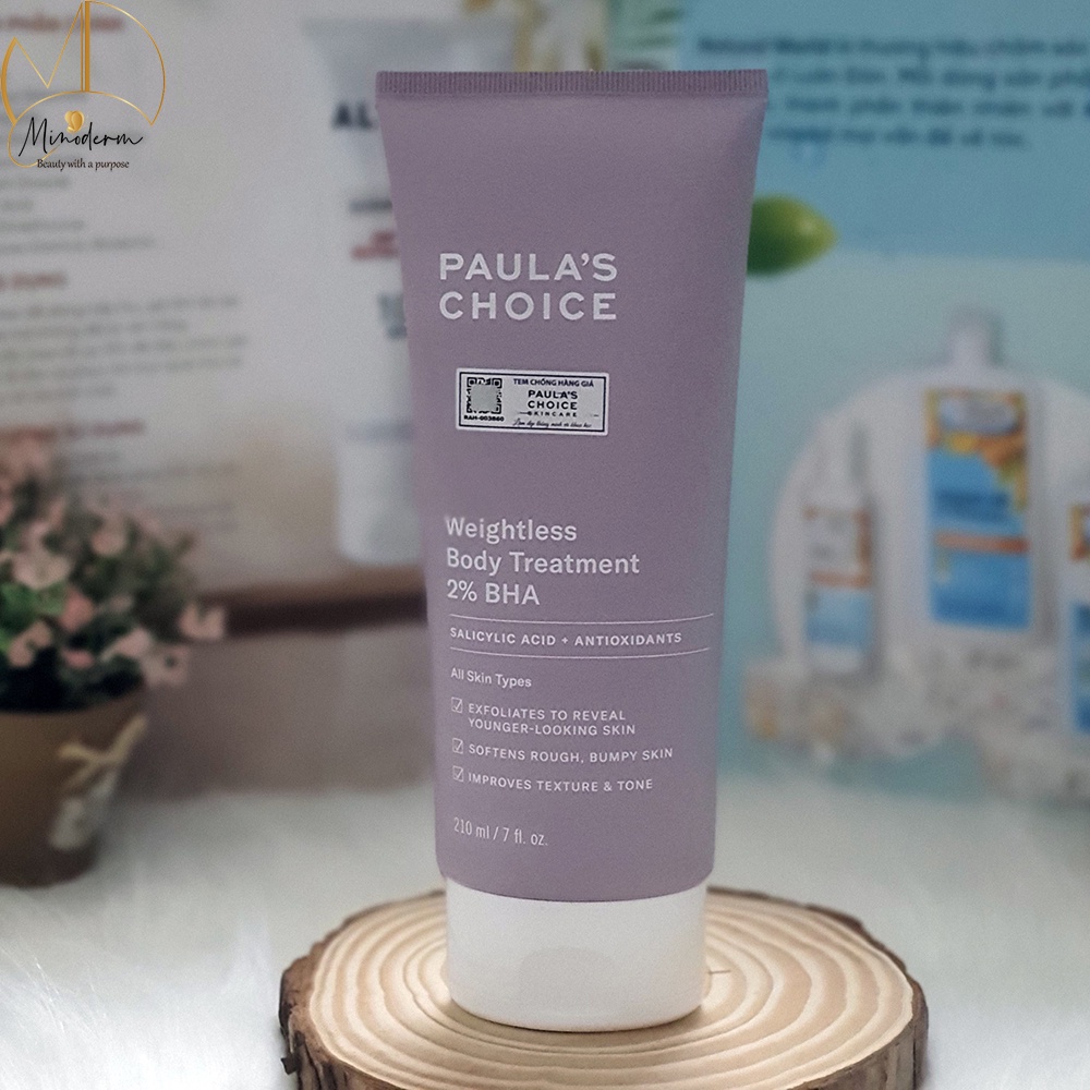 Kem Dưỡng Thể Paula Choice Weightless Body Treatment 2% BHA, Skin Revealing 8% AHA tẩy tế bào chết body 60ml, 210ml