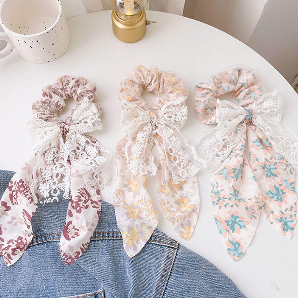 Dây Cột Tóc Vải Màu Trơn Họa Tiết Hoa Phong Cách Hàn Quốc VANES1