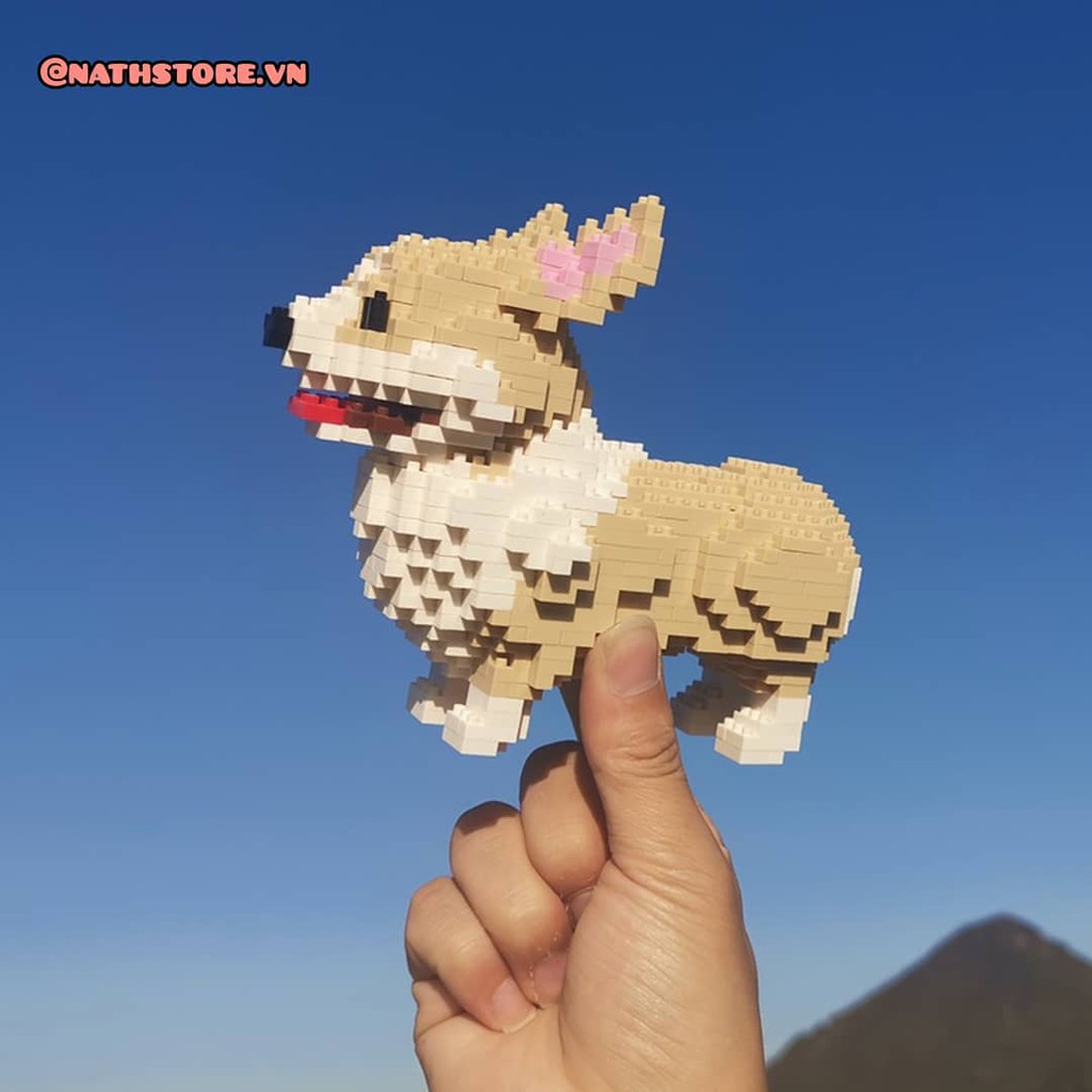 MÔ HÌNH LẮP RÁP CORGI SIZE NHỎ | CORGI NANOBLOCK | LEGO CORGI 15CM