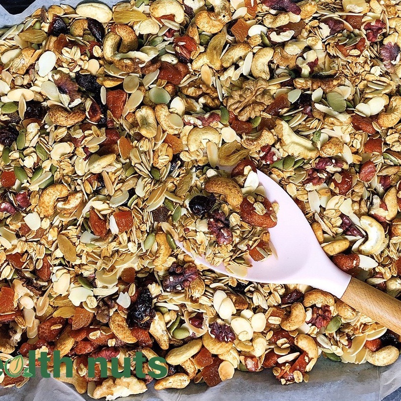 Hạt dinh dưỡng mix, Granola Topfood siêu hạt thơm ngon tốt cho sức khỏe,người ăn kiêng bà bầu hũ 500gr