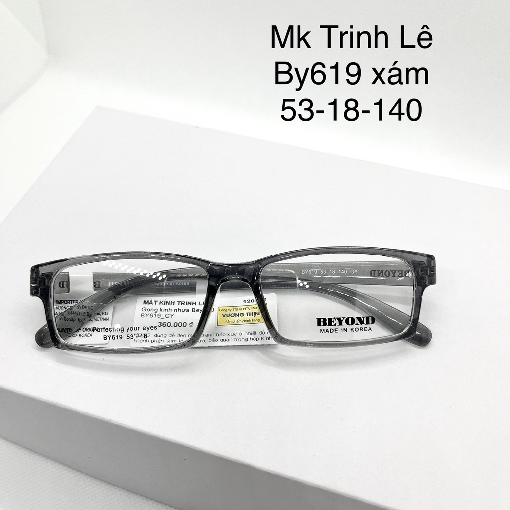 Gọng kính cận nhựa dẻo vuông TR90 By619 Hàn Quốc màu đen, xám- Mắt Kính Trinh Lê