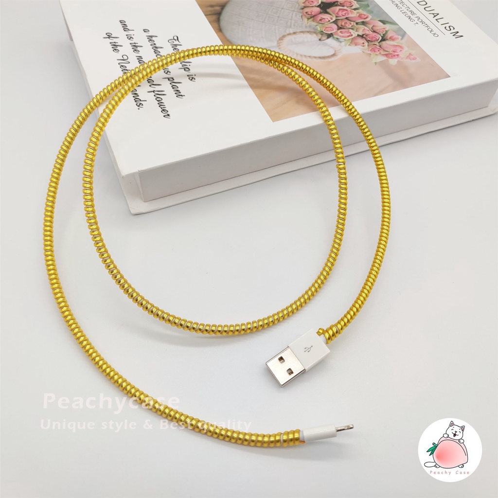 Vỏ Bọc Bảo Vệ Cáp Sạc USB Mạ Điện Cho iPhone Type-C Android iPad