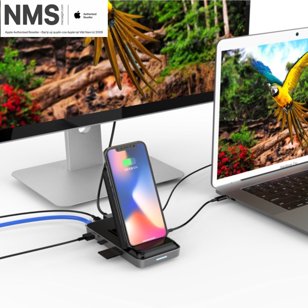 Đế sạc và cổng chuyển đổi 8 in 1 HyperDrive 7.5W Wireless Charger USB-C Hub