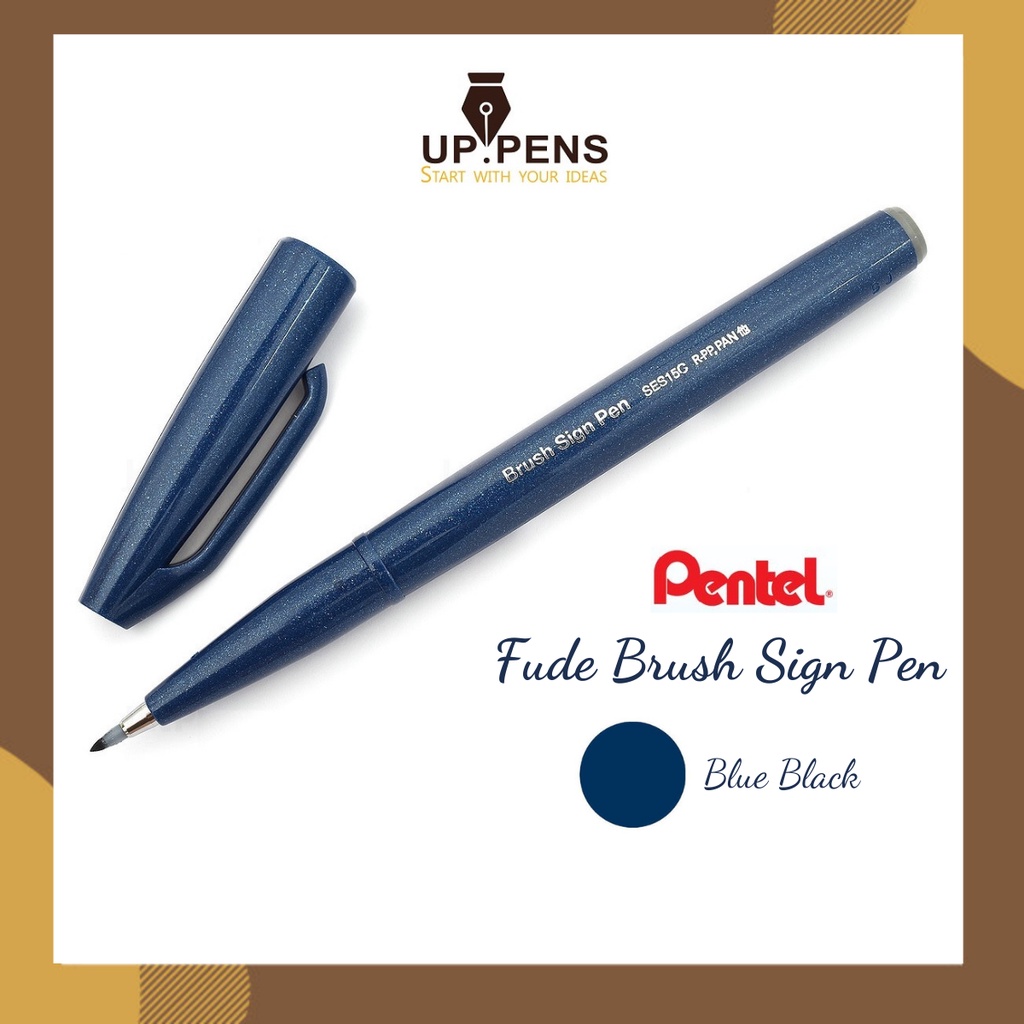 Bút lông đầu cọ viết calligraphy Pentel Fude Touch Brush Sign Pen - Màu xanh đen (Blue Black)