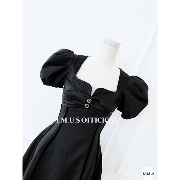 MOON DRESS - Đầm Tay Phồng Form Chữ A, Đầm Thiết Kế Nút Bọc Tay Bồng - IMUS Thiết Kế Nữ