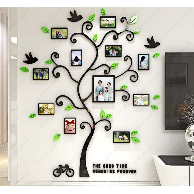 Tranh dán tường mica 3d decor khổ lớn khung dán ảnh gia đình phòng khách, phòng làm việc, phòng họp Nhiều Size - EPeBen
