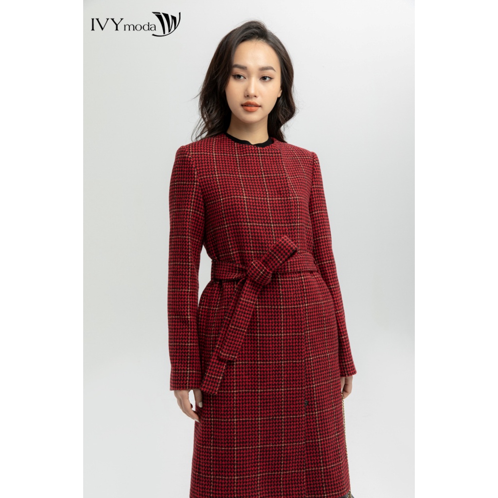 Áo khoác nữ kẻ cổ tròn IVY moda MS 71M6200