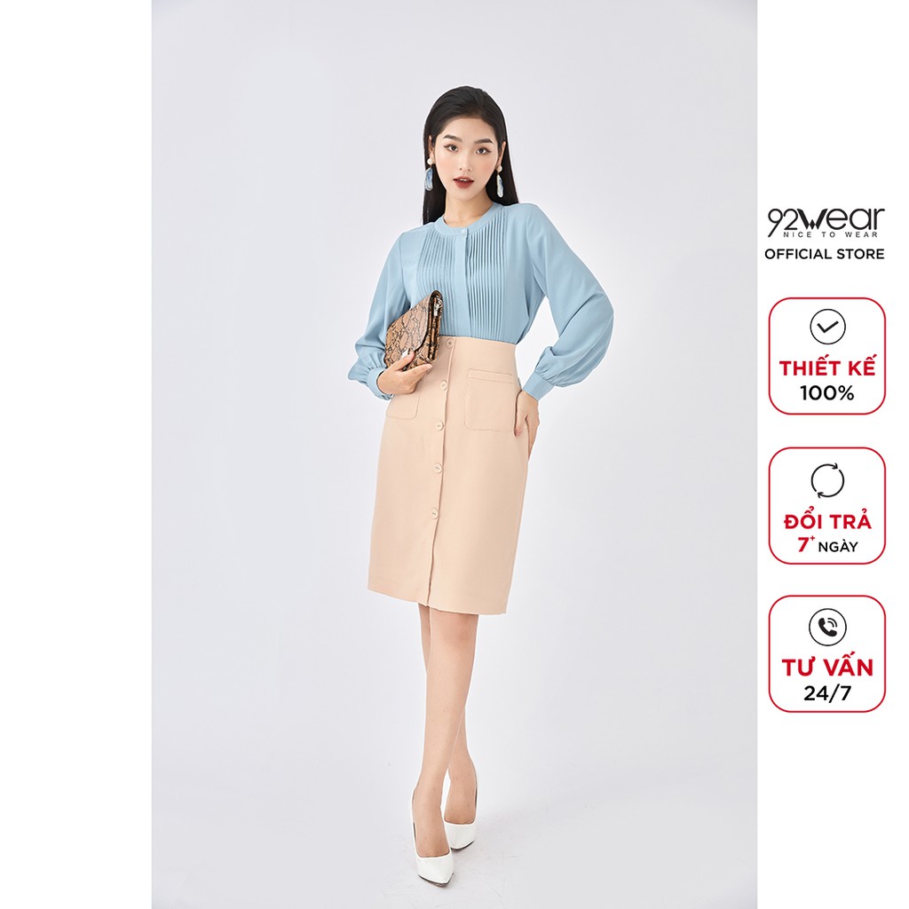 Chân váy dài công sở 92WEAR thiết kế 2 túi thanh lịch tôn dáng JDA1586 | BigBuy360 - bigbuy360.vn