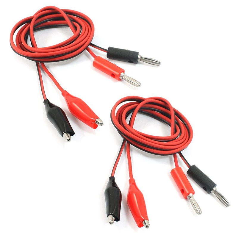 Set 2 Dây Dẫn Đầu Kẹp Cá Sấu Thử Bình Ắc Quy Dài 1m Màu Đỏ Đen