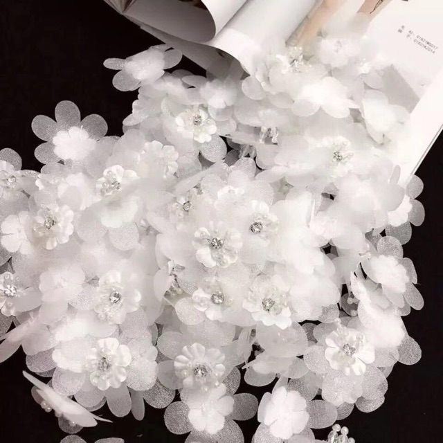 Hoa voan nhuỵ đá pha lê cao cấp đính váy đầm ( túi 10 bông)