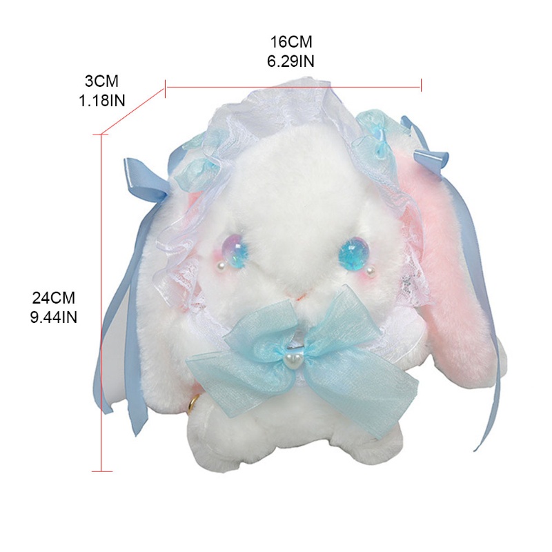 Túi đeo chéo hình thỏ hoạt hình nhồi bông phong cách lolita vui nhộn cho nữ