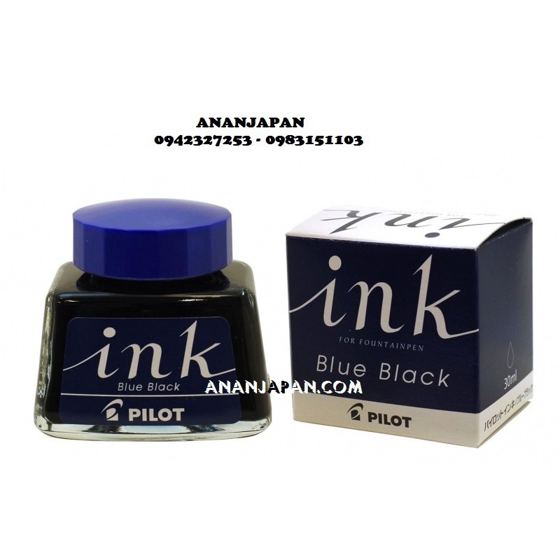 Lọ mực Pilot Ink 30 ml, Nhật Bản, 4 màu Black,Blue black, Blue, Red