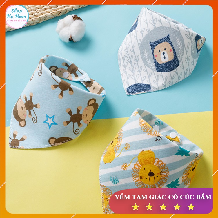 Khăn yếm tam giác cotton có cúc bấm cho bé yêu hàng cao cấp - Siêu mềm mịn, thân thiện với da bé