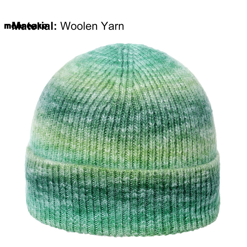 Mũ beanie đan len dày giữ ấm màu cầu vồng thời trang