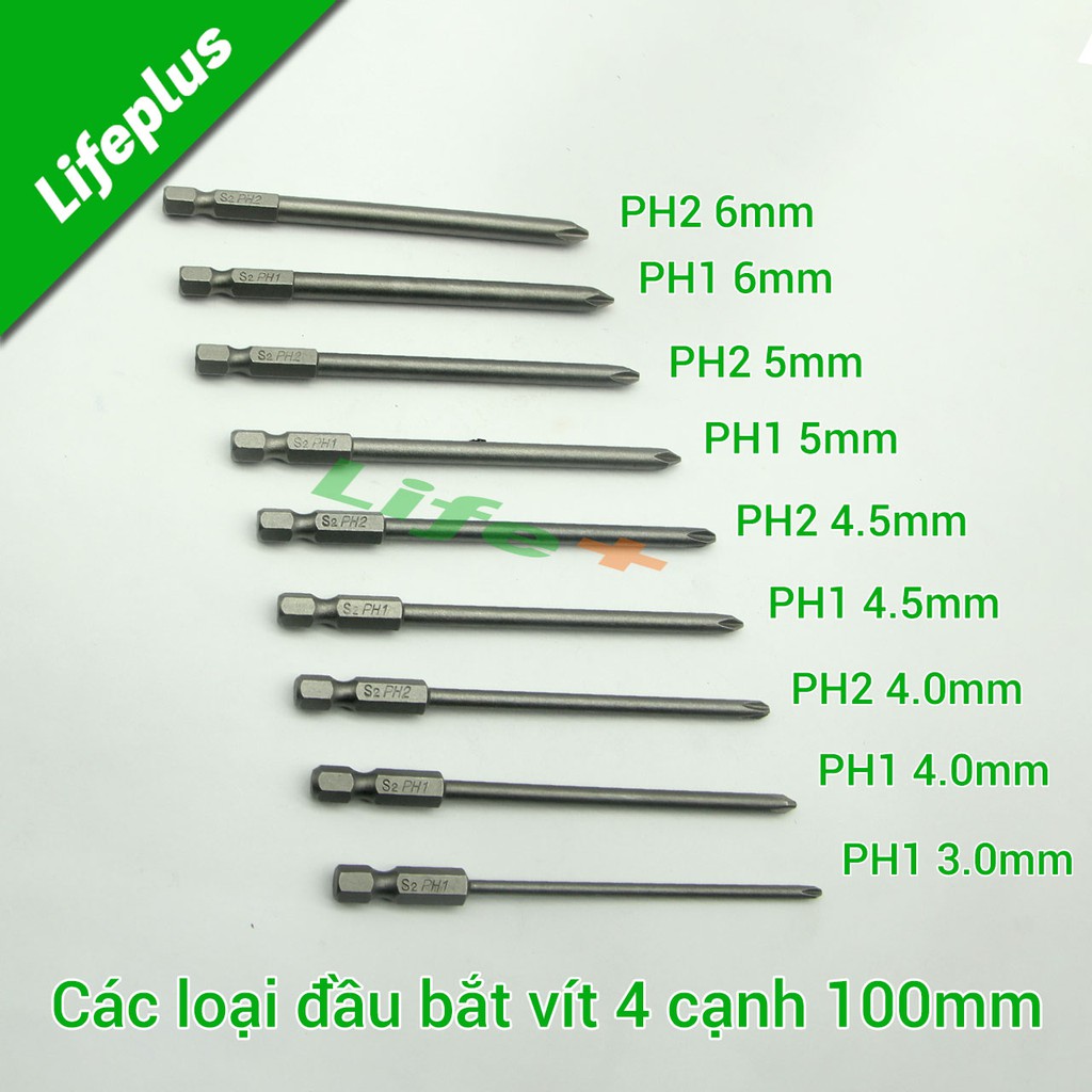 Đầu bắt vít 4 cạnh PH2 chuôi lục