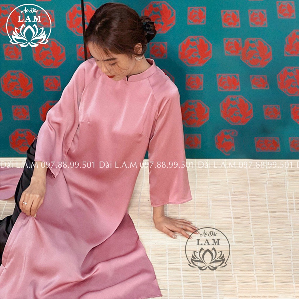 Áo dài dáng suông tay lửng ống rộng, chất liệu lụa ngọc trai cao cấp DX01