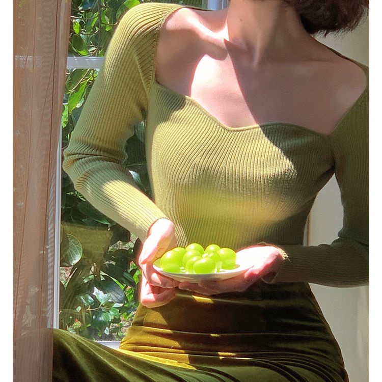 Đầm Dệt Kim Cổ Vuông Nhấn Eo Phong Cách Retro Pháp Thời Trang Mùa Thu Cho Nữ