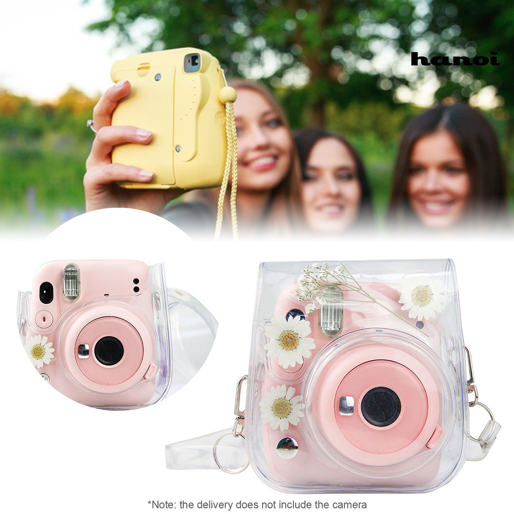 Túi Đựng Máy Ảnh Polaroid Mini 11 / 9 / 8 Trong Suốt Họa Tiết Hoa Xinh Xắn