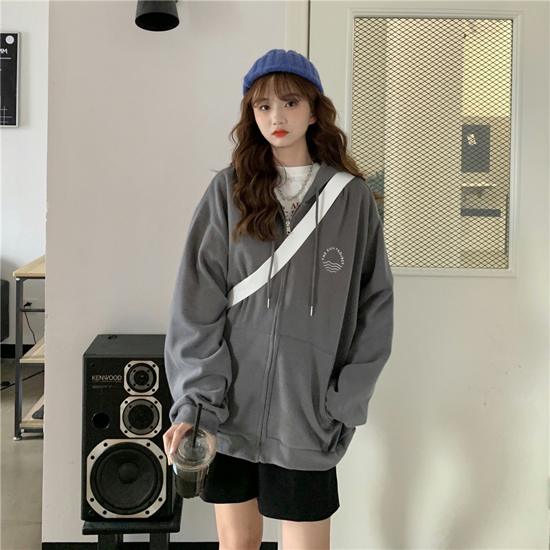Áo Hoodie Mỏng Tay Dài Oversize Thời Trang Mùa Thu Hàn Quốc Mới