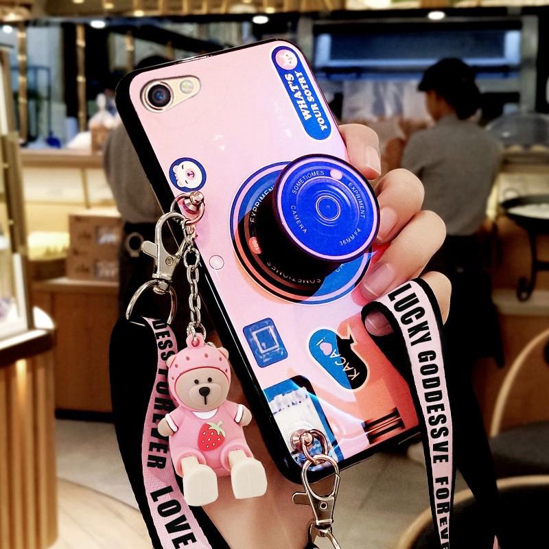 Ốp điện thoại in hình camera có giá đỡ và dây đeo cho Samsung J2 PRO J2 PRIME J3 J5 J7 2016 J7 PLUS J2 CORE J4 J6 PLUS