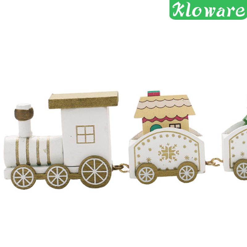Bộ Đồ Chơi Tàu Lửa Bằng Gỗ Để Bàn Trang Trí Giáng Sinh