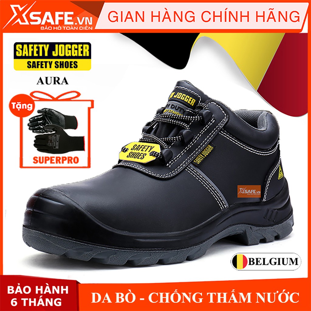 Giày bảo hộ lao động nam Jogger Aura S3 ESD SRC da bò cao cấp, cấu tạo phi kim, chống trượt, chống tính điện ESD [XSAFE]