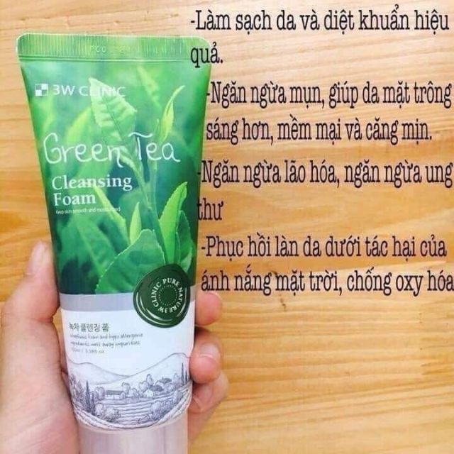 Sữa rửa mặt trà xanh 3W Clinic Green Tea Foam Cleansing