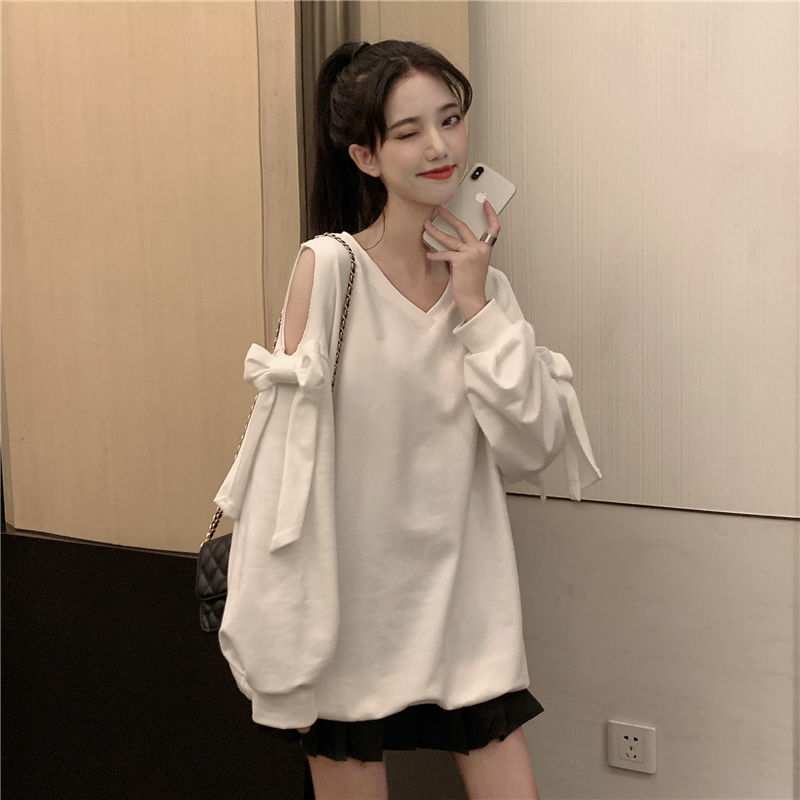 Áo thun nữ tay dài trễ vai phong cách Hàn Quốc | BigBuy360 - bigbuy360.vn