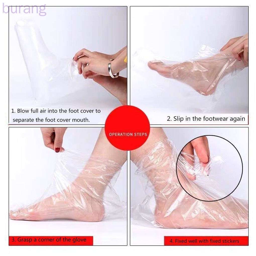 Set 100 túi ủ chân bằng nhựa trong suốt siêu mỏng chống thấm nước dưỡng ẩm cho da chân hiệu quả