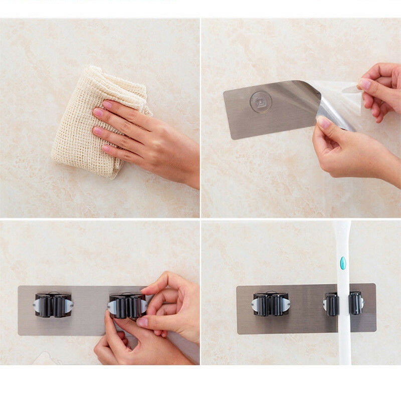 Móc dán tường treo chổi &amp; cây lau nhà &amp; chổi tiện dụng