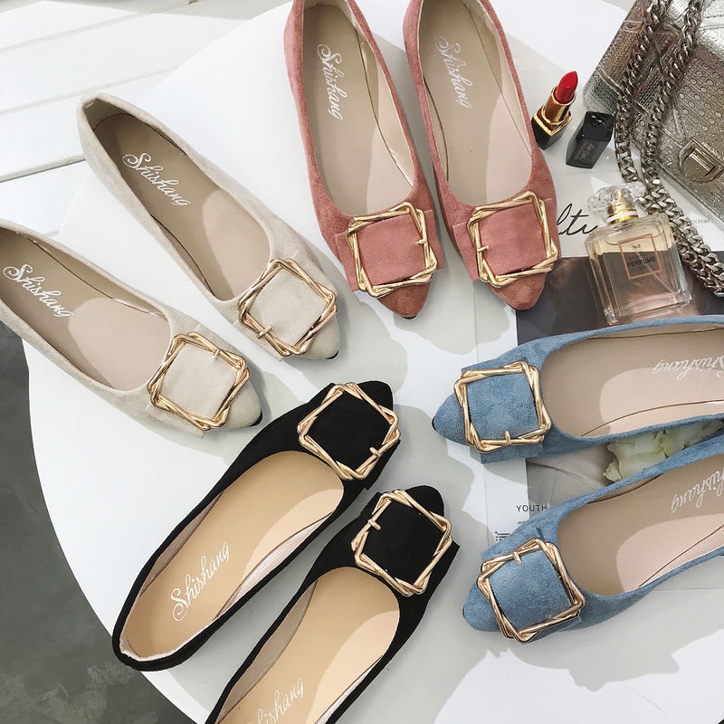 【LUUD】Giày Búp Bê Mũi Nhọn Thời Trang Hàn Quốc Sành Điệu Cho Nữ