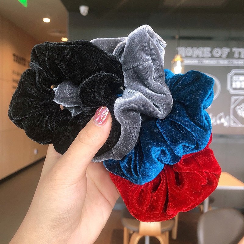 Nhẫn Vải Nhung Lông Cừu Màu Trơn Phong Cách Hàn Quốc Mới