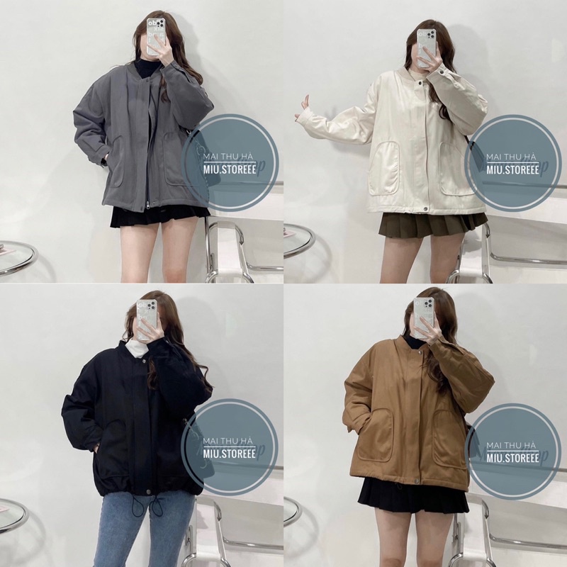 [ẢNH THẬT] ÁO KHOÁC BOMBER KAKI TRƠN TÚI HỘP TRẦN BÔNG