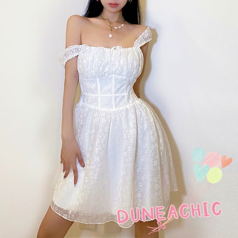 Đầm Hai Dây Cổ Vuông Phối Ren Hở Lưng Ngọt Ngào Cho Nữ