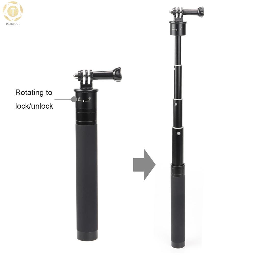 Shipped within 12 hours】 Sports Camera Selfie Stick Action Camera Vlog Bracket Aluminum Alloy Max. 760mm Extendable Length 1/4 Inch Screw with Sports Camera Mounting Adapter Selfie Stick [TO]