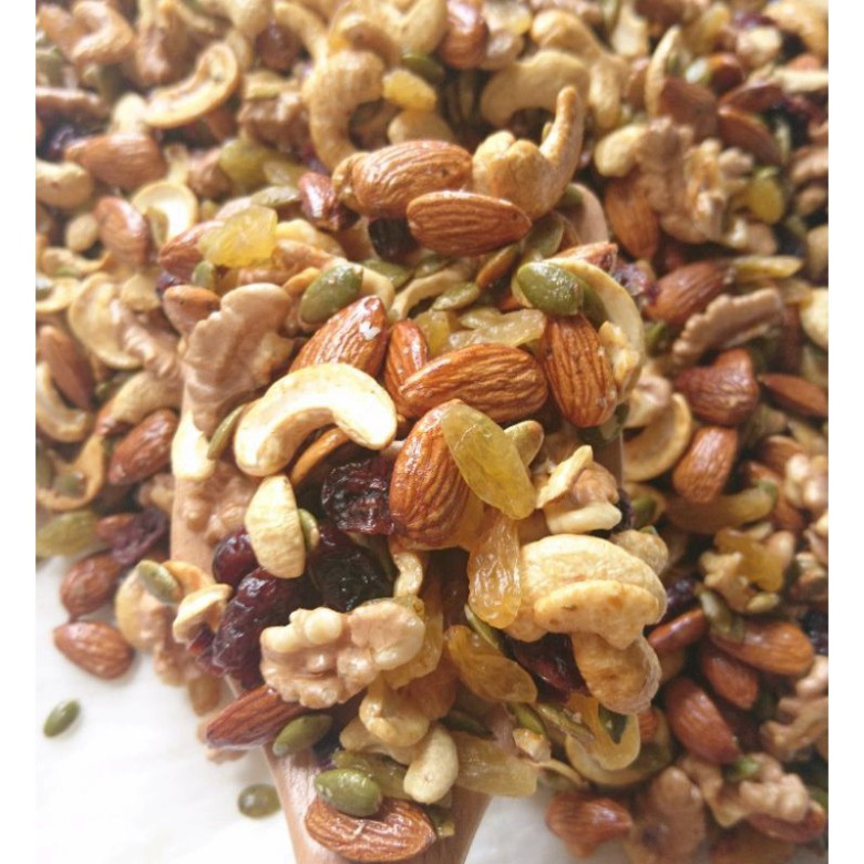 500Gram Granola siêu hạt cao cấp (NGŨ CỐC NGUYÊN HẠT,NGŨ CỐC TRÁI CÂY,HẠNH NHÂN,ÓC CHÓ,HẠT ĐIỀU,HẠT BÍ, MAC CA nk03