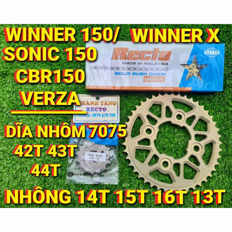 NHÔNG SÊN DĨA NHÔM 7075 WINNER 150/WINNER X/SONIC 42T/CBR150 VERZA SÊN VÀNG RECTO 42T 43T 44T NHÔNG 13T 14T 15T 16T