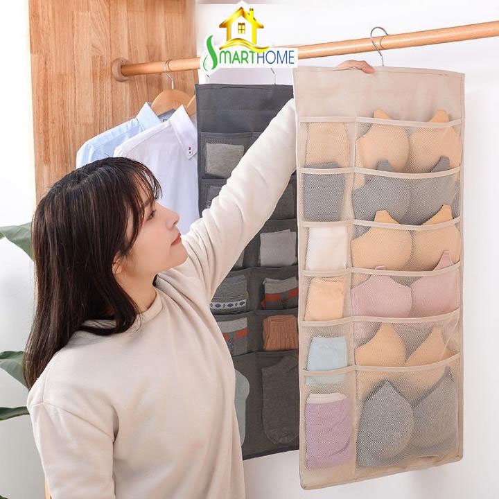 Túi Đựng Đồ Lót Treo Tủ Túi Lưới Đựng Tất Vớ Màu Be Khay Lưới Đựng Đồ Cá Nhân 2 Mặt 30 Ngăn Siêu Tiện Ích SMARTHOME.