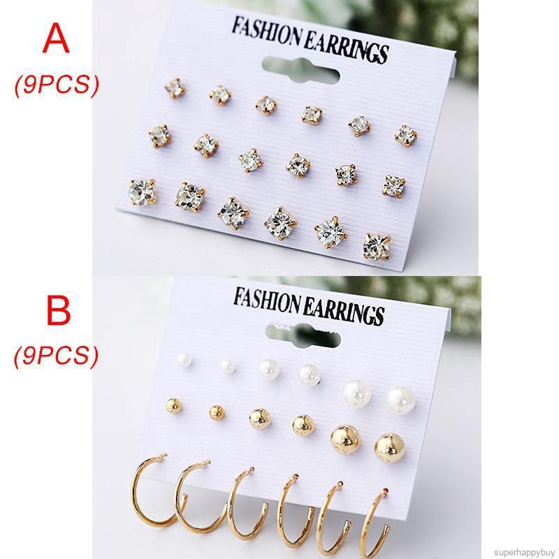 Set 9 Đôi Khuyên Tai Phong Cách Hàn Quốc Thời Trang Cho Nữ