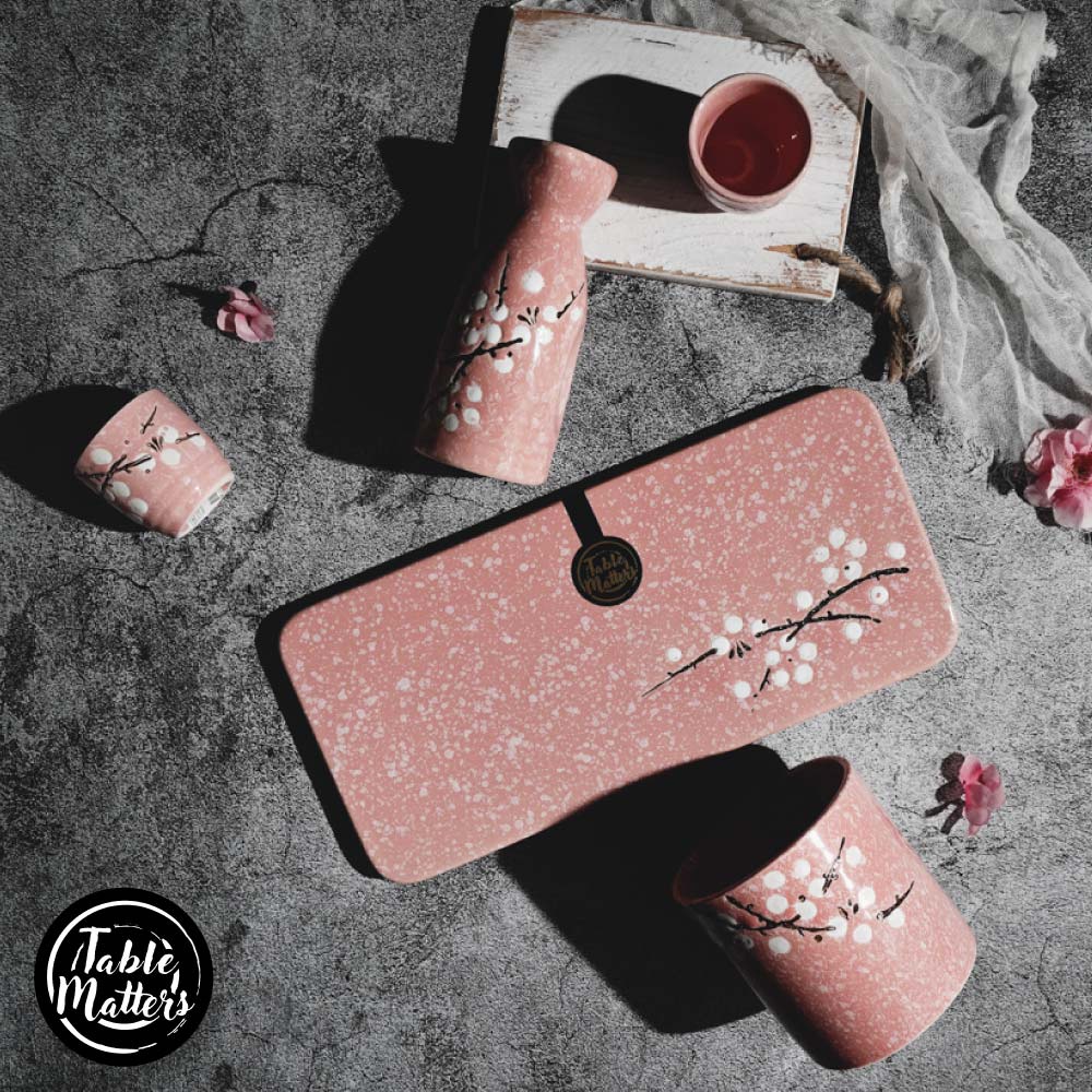 Tokkuri Màu Hồng - Bộ Rượu Sake