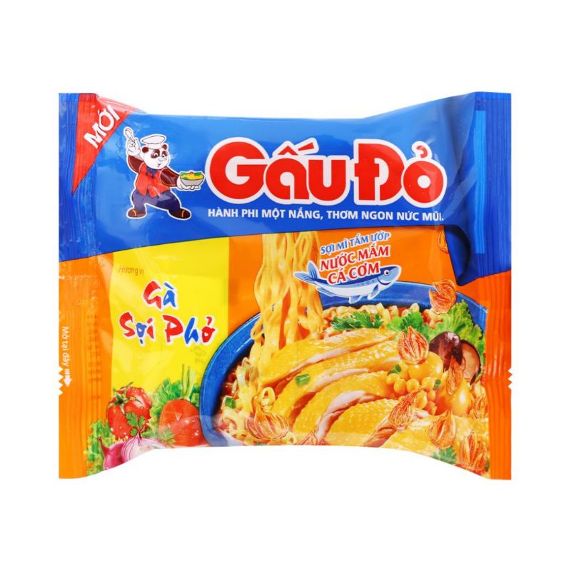 Lô 5 gói mì Gà Sợi Phở Gấu Đỏ 63 gam