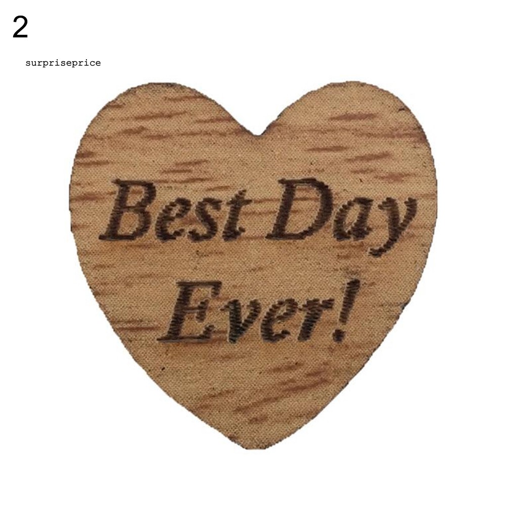 Set 50 Miếng Gỗ Hình Trái Tim In Chữ Love Trang Trí Tiệc Cưới