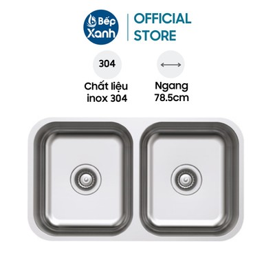 Chậu Rửa Chén Hafele HS20-SSN2R90S 567.20.506 - Hai Ngăn Bằng Nhau - Ngang 78.5 cm