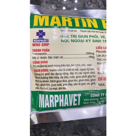 1 gói MARTIN PREMIX 200g dùng cho trâu bò lợn chó mèo