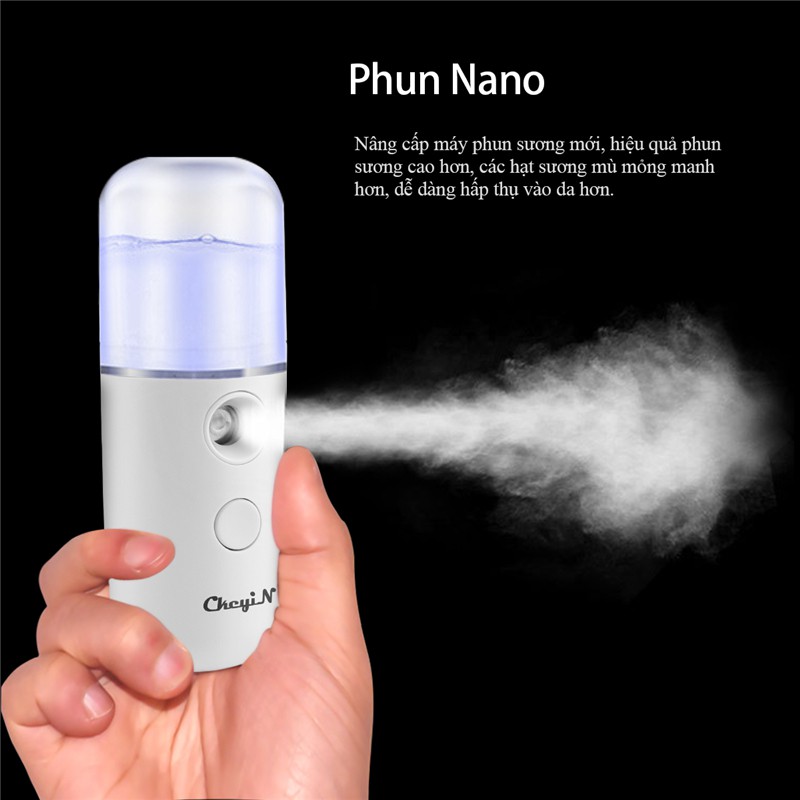 Máy phun sương Nano CkeyiN dưỡng ẩm da mặt 30ml kèm cáp sạc USB