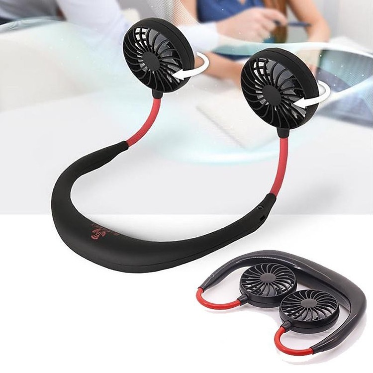 Quạt Mini Đeo Cổ 3 Tốc Độ HN Led Có Sạc (Màu ngẫu nhiên)