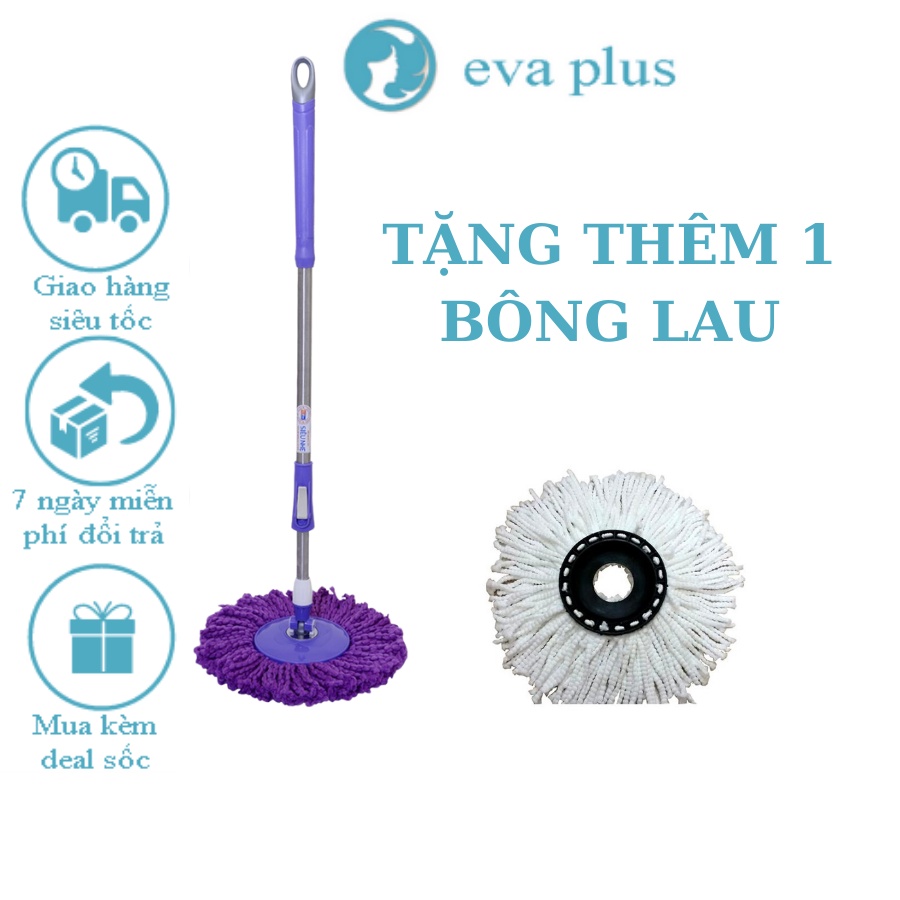 Cây Lau Nhà 360 Độ Cán Dài Tặng Kèm Thêm 1 Bông Lau