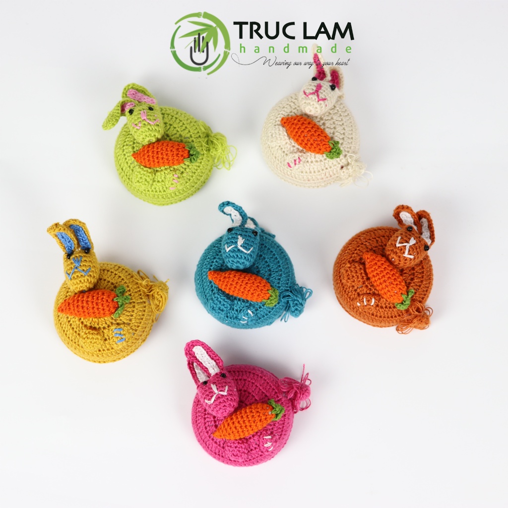 Thước Dây Cuộn Mini Rút Tự Động Đan Len Nhiều Màu Sắc Hình Các con Vật Trúc Lâm Handmade